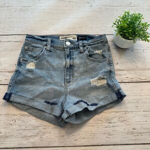 Garage Blue Jean Shorts High-Waisted Distressed